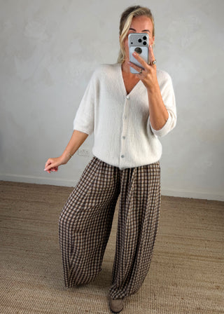 Rose button knit - Cream-The Style Attic