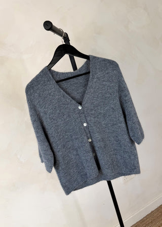 Rose button knit - Grey-The Style Attic