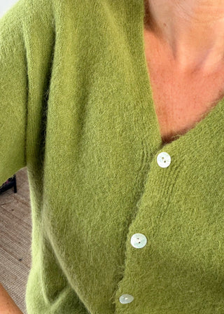 Rose button knit - Pistachio-The Style Attic