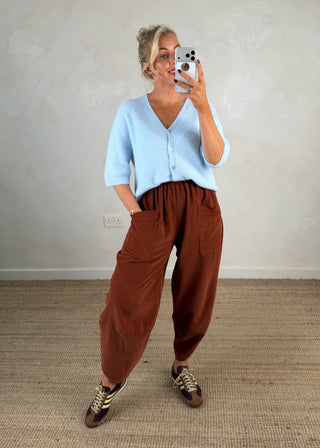 Rose button knit - Sky blue-The Style Attic