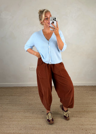 Rose button knit - Sky blue-The Style Attic