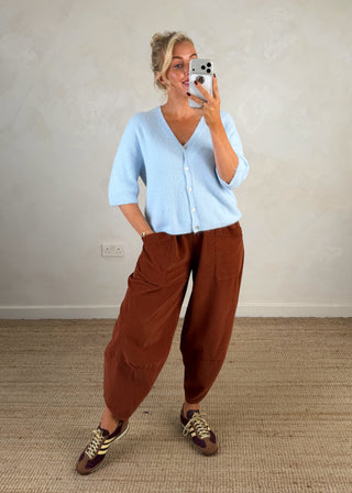Rose button knit - Sky blue-The Style Attic