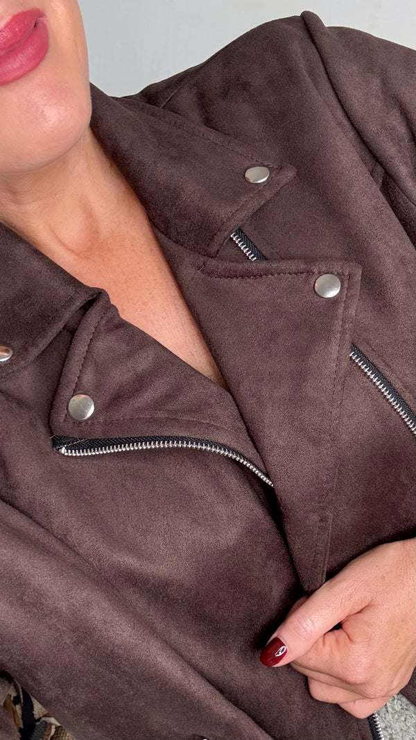 Rosie biker jacket - chocolate-The Style Attic