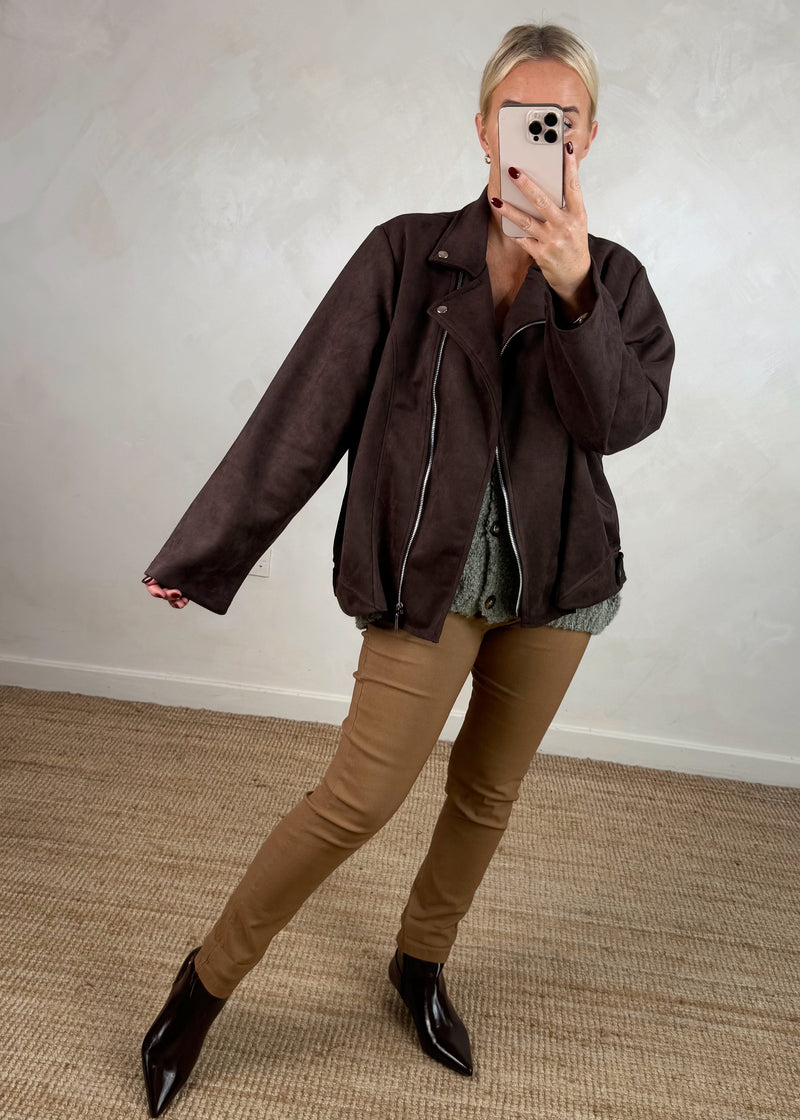 Rosie biker jacket - chocolate-The Style Attic