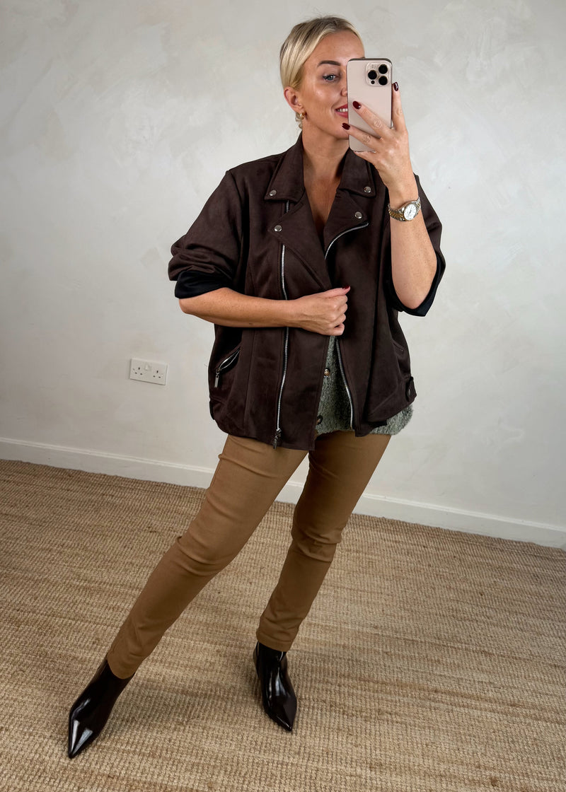 Rosie biker jacket - chocolate-The Style Attic