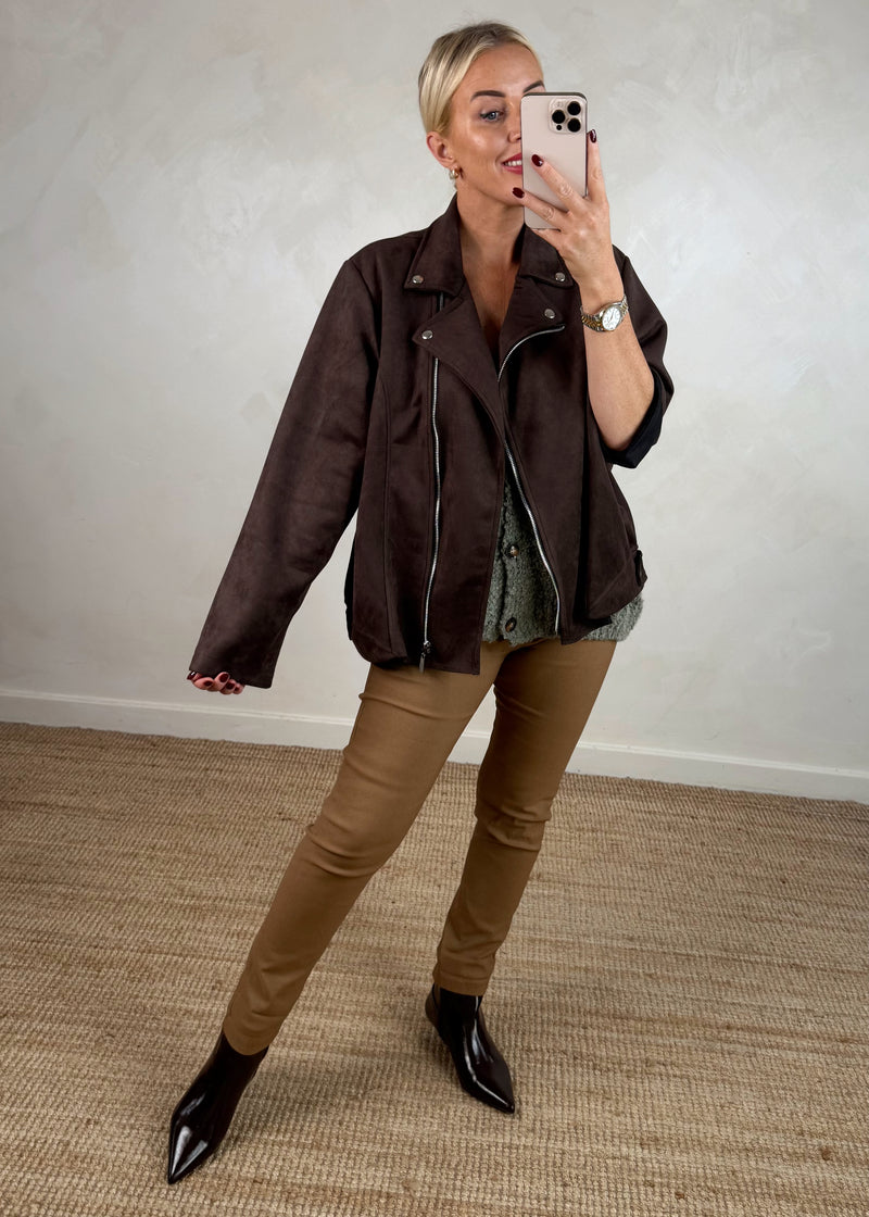 Rosie biker jacket - chocolate-The Style Attic