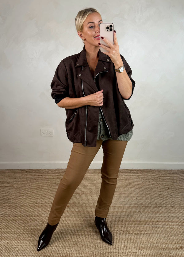 Rosie biker jacket - chocolate-The Style Attic