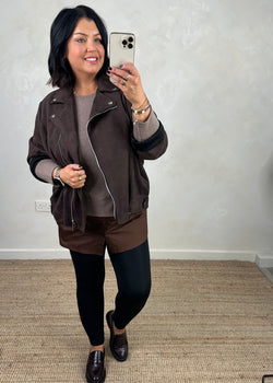Rosie biker jacket - chocolate-The Style Attic