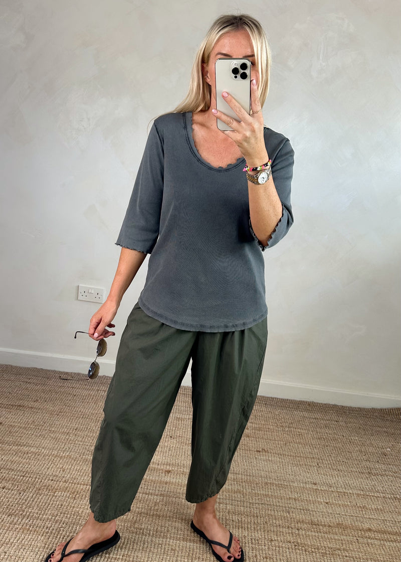 Rosie ribbed top - slate-The Style Attic