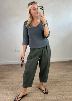 Rosie ribbed top - slate-The Style Attic