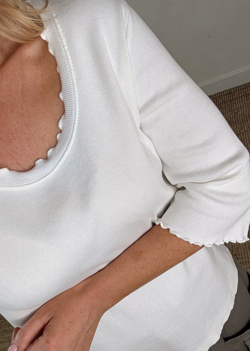 Rosie ribbed top - white-The Style Attic