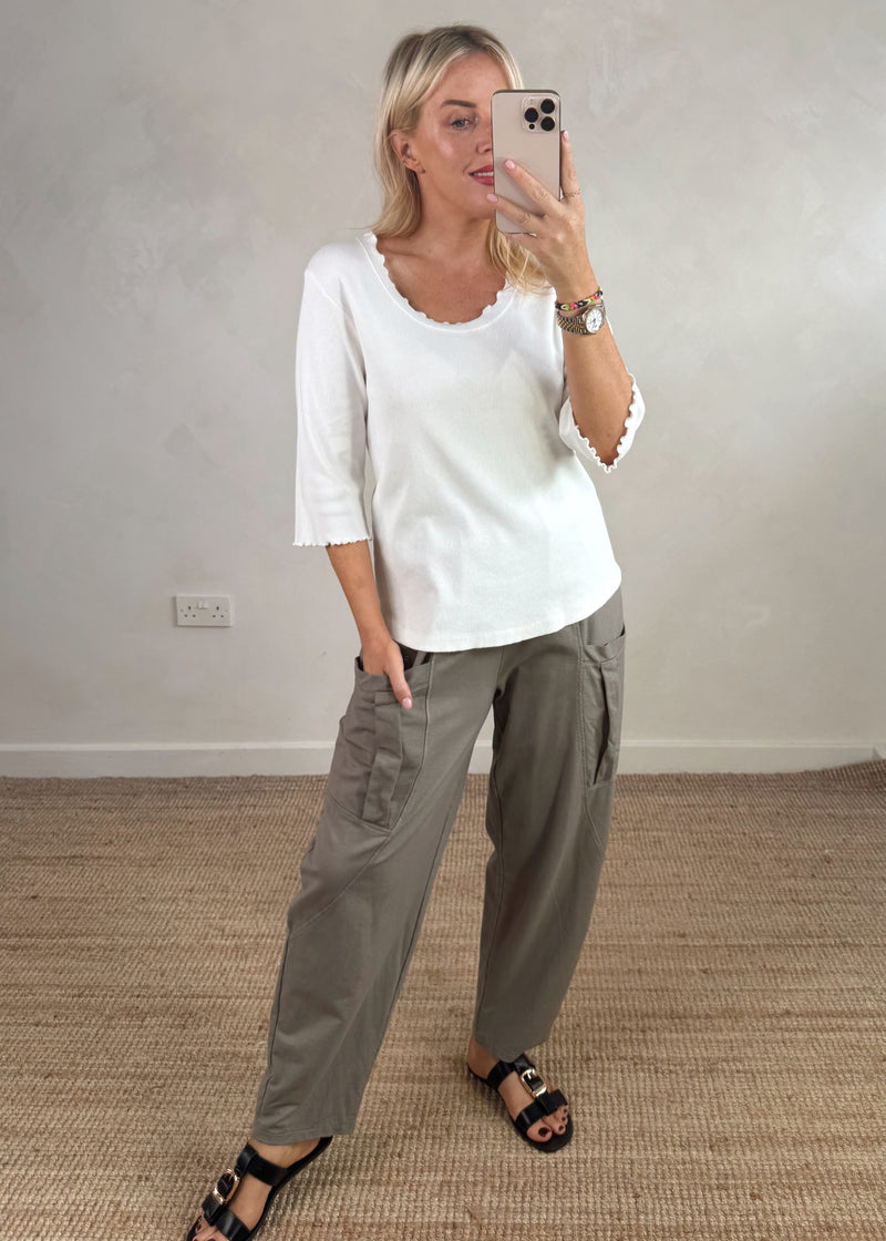 Rosie ribbed top - white-The Style Attic