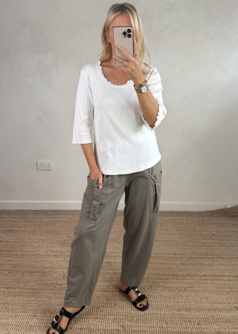 Rosie ribbed top - white-The Style Attic