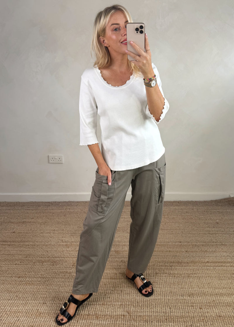 Rosie ribbed top - white-The Style Attic