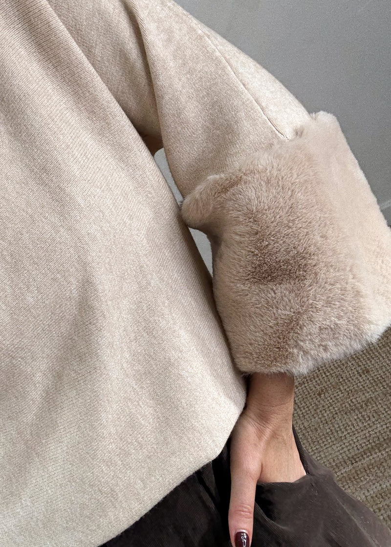 Ruby fur trim knit - cream-The Style Attic