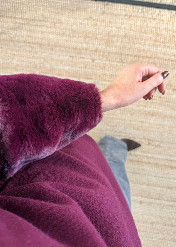 Ruby fur trim knit - damson-The Style Attic