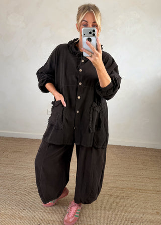 Ruth baby cord barrel leg trouser - Chocolate-The Style Attic