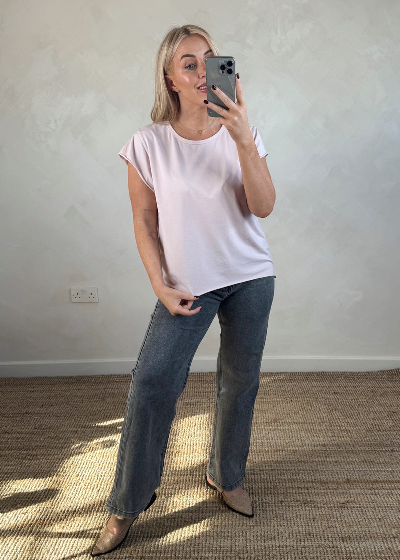 SA cap sleeve Tee - blush-The Style Attic