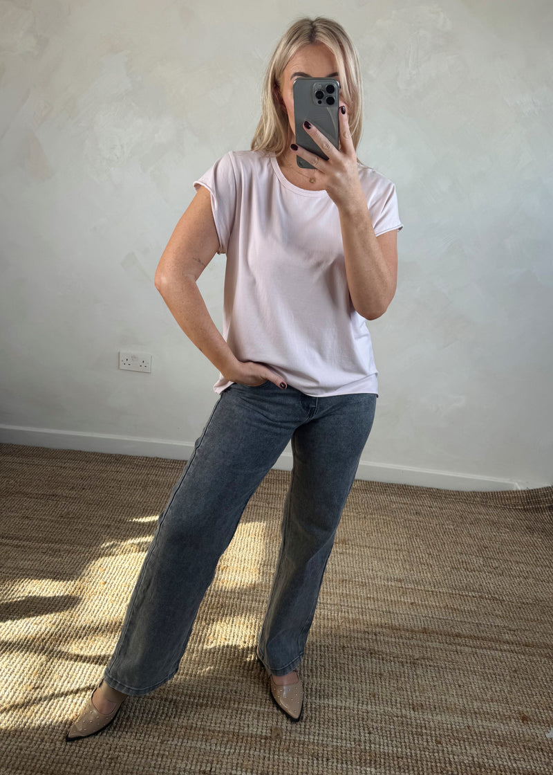 SA cap sleeve Tee - blush-The Style Attic