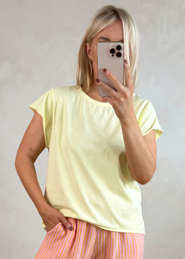 SA cap sleeve Tee - lemon-The Style Attic