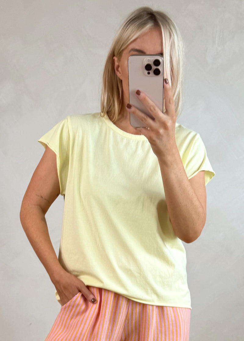 SA cap sleeve Tee - lemon-The Style Attic