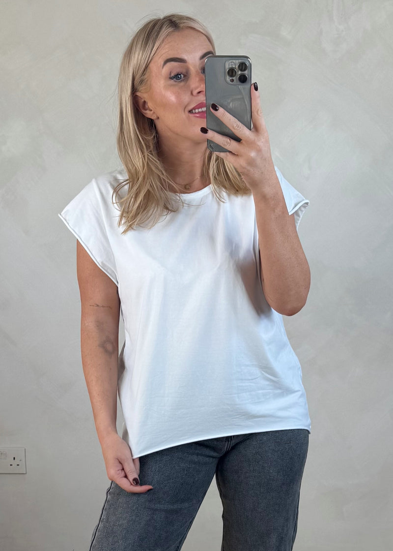 SA cap sleeve Tee - white-The Style Attic