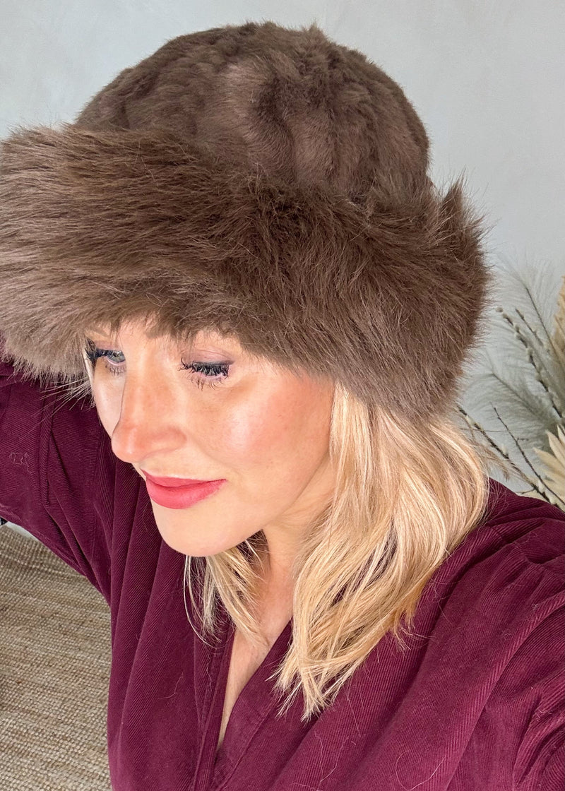 SA fur hat - two/brown-The Style Attic