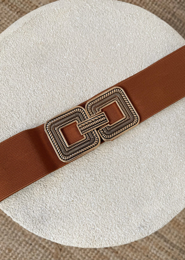 SA stretch back belt - dark tan-The Style Attic