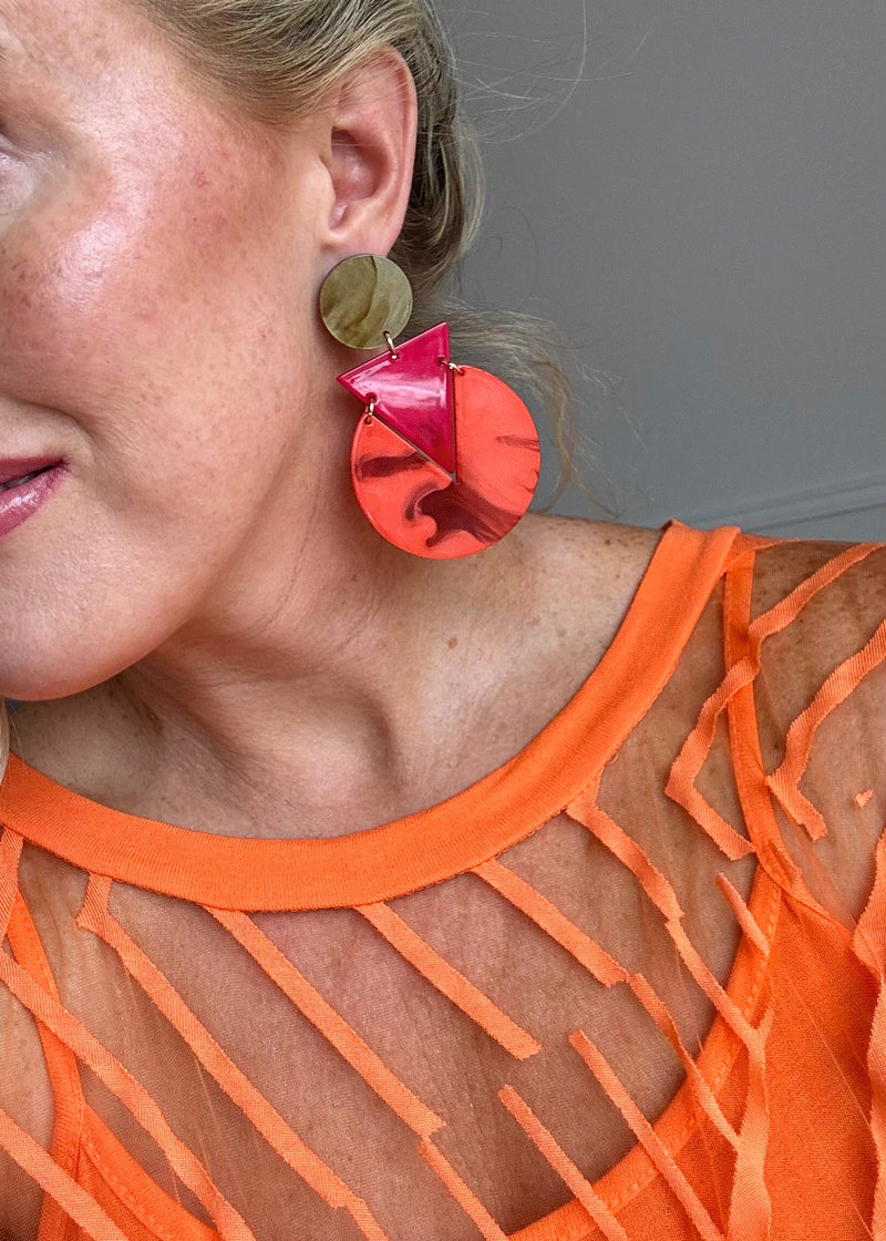 SA trio earrings - coral-The Style Attic