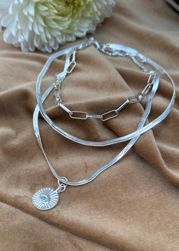 SA triple necklace - silver-The Style Attic