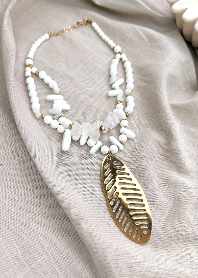 SS25 leaf necklace-The Style Attic