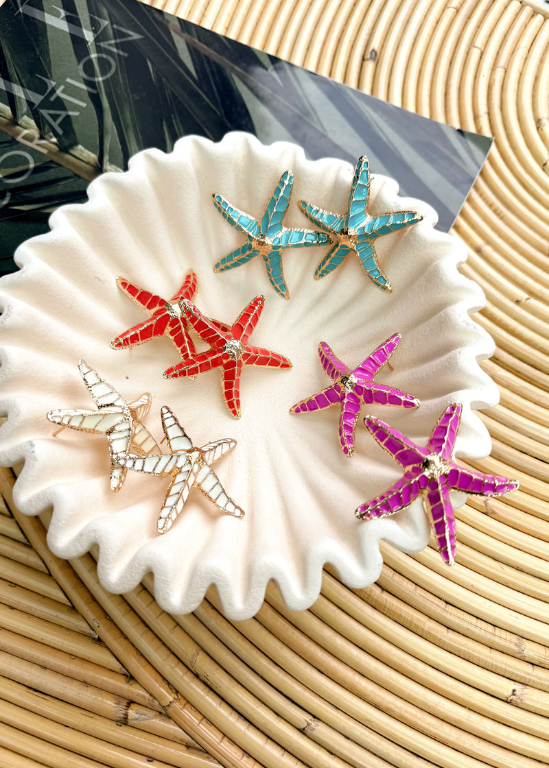 SS25 starfish earring - aqua-The Style Attic