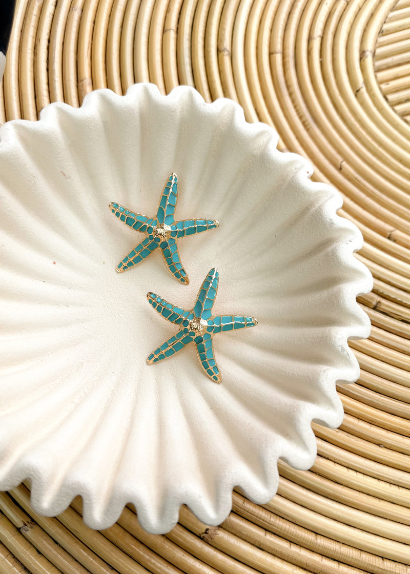 SS25 starfish earring - aqua-The Style Attic