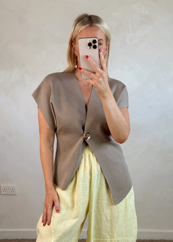 Sabrina button knit - mocha-The Style Attic