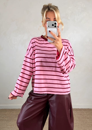 Sai striped tee - Blush-The Style Attic