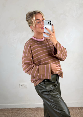 Sai striped tee - Camel-The Style Attic