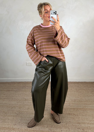 Sai striped tee - Camel-The Style Attic