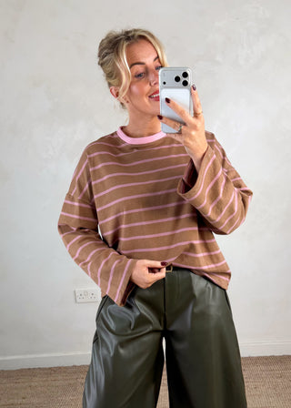 Sai striped tee - Camel-The Style Attic