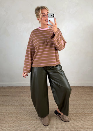 Sai striped tee - Camel-The Style Attic