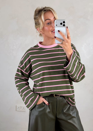 Sai striped tee - Khaki-The Style Attic