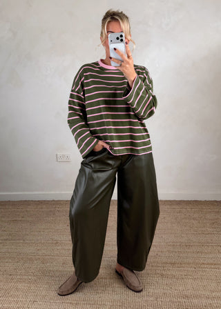 Sai striped tee - Khaki-The Style Attic