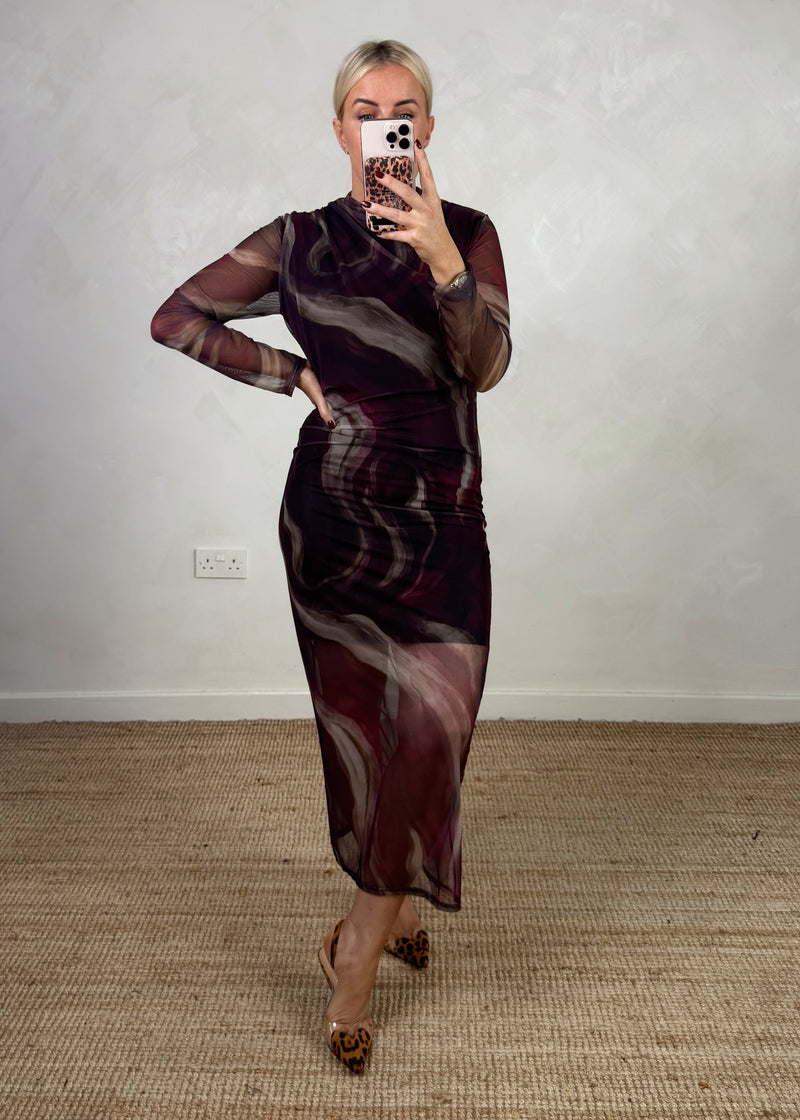 Saints mesh dress - Merlot-The Style Attic