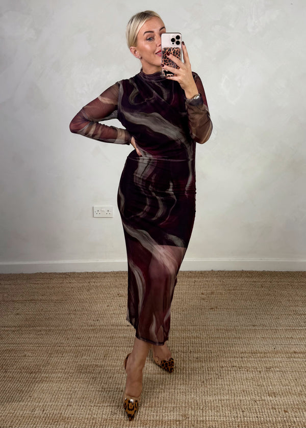 Saints mesh dress - Merlot-The Style Attic