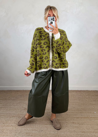 Sam chunky animal print knit - Olive-The Style Attic