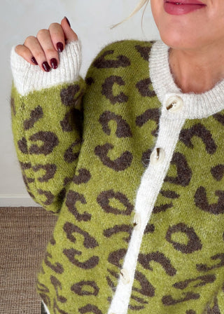 Sam chunky animal print knit - Olive-The Style Attic