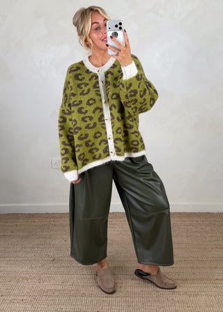 Sam chunky animal print knit - Olive-The Style Attic