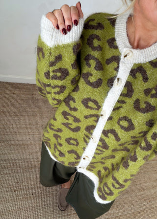 Sam chunky animal print knit - Olive-The Style Attic