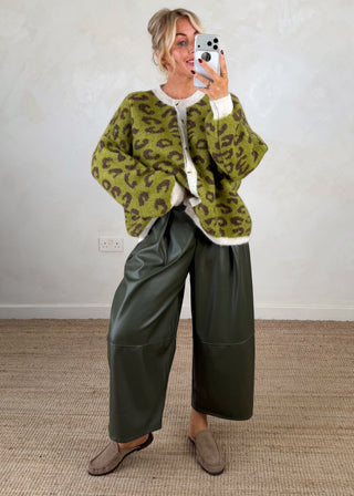 Sam chunky animal print knit - Olive-The Style Attic