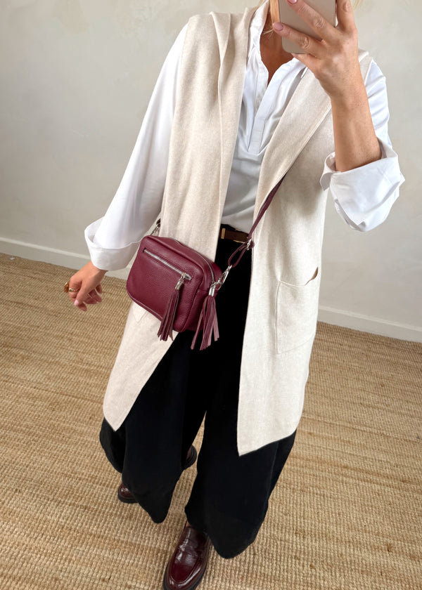 Sara Hooded waistcoat knit - cream-The Style Attic