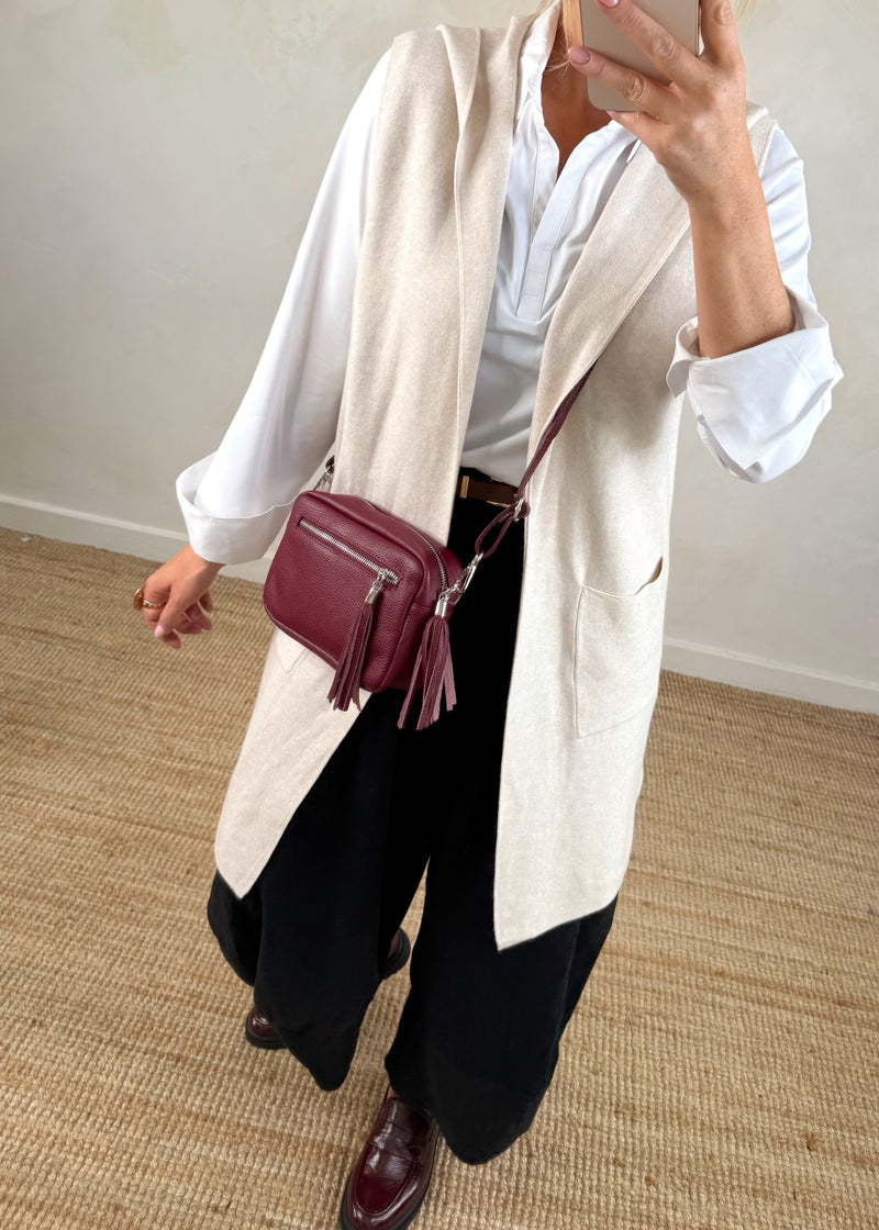 Sara Hooded waistcoat knit - cream-The Style Attic